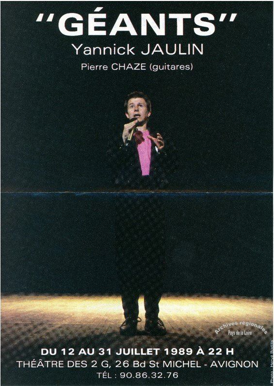 Flyer du spectacle "Géants de Yannick Jaulin (1989). 